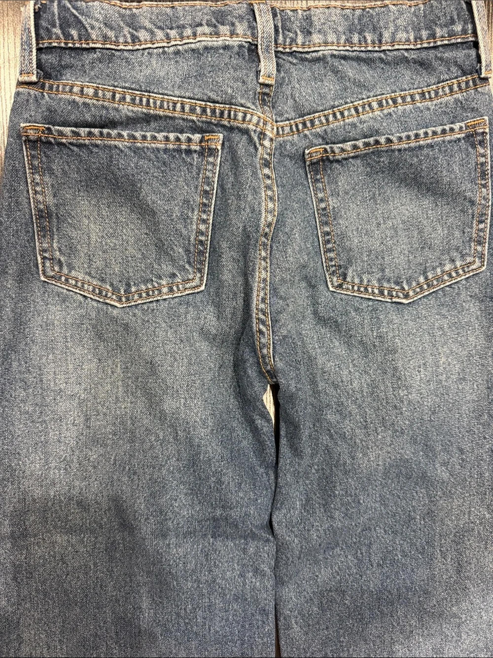 Kids Old Navy Distressed Wide Leg Jeans - Medium Blue